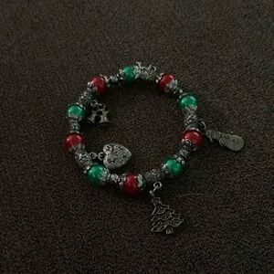 Festive Red and Green Charm Bracelet